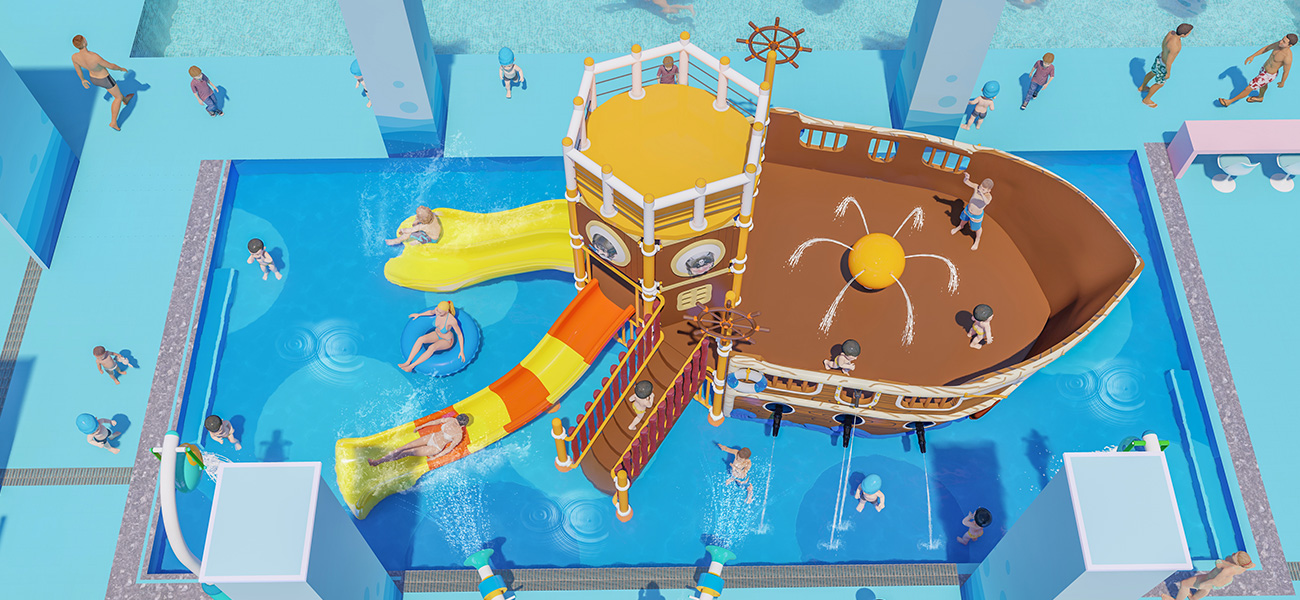 Immersive Pirate Ship Water Park Layout Design | Malaysia Alex Swimming Pool Project